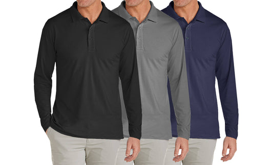 Men's Long Sleeve Pique Polo Shirts