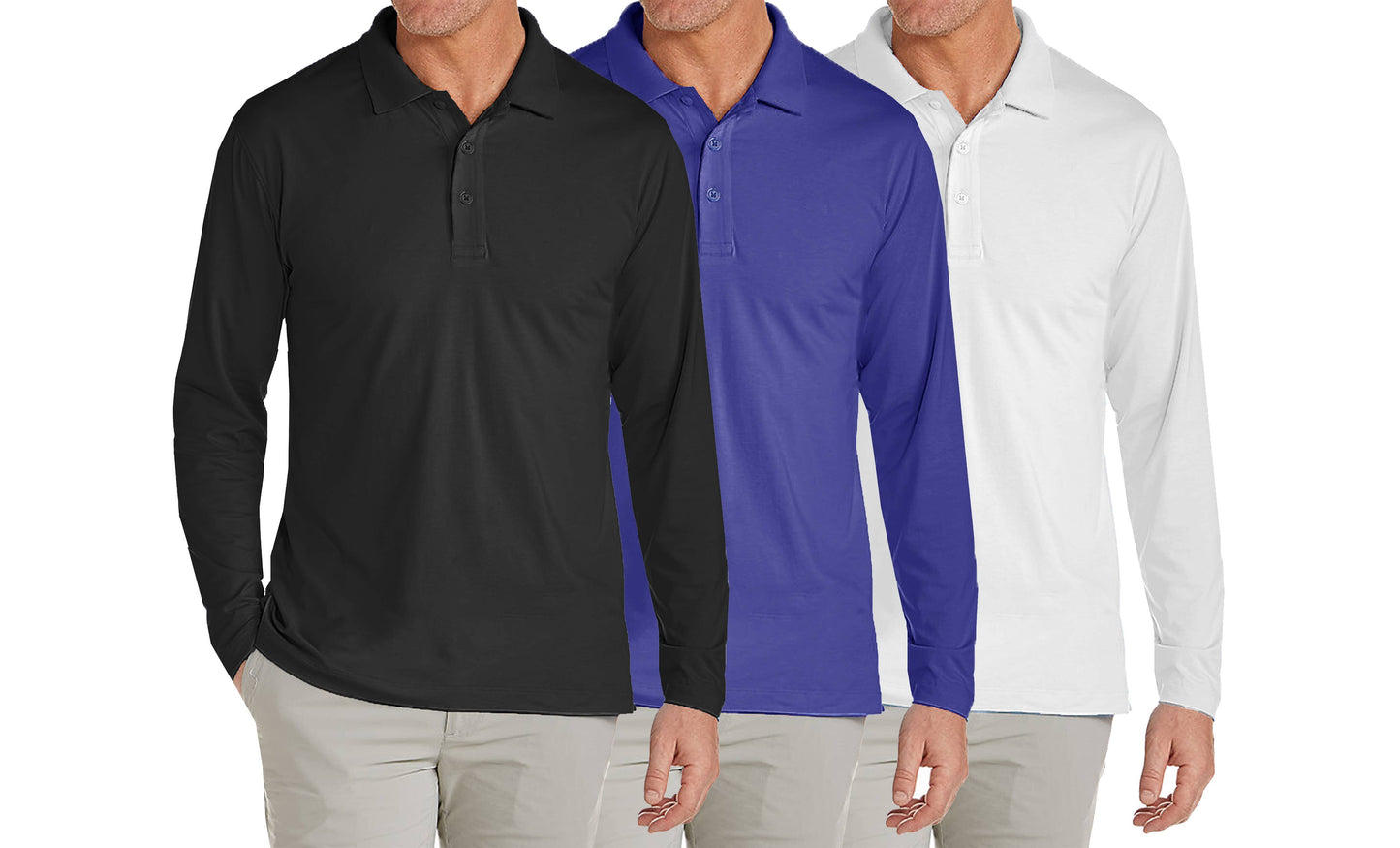 Men's Long Sleeve Pique Polo Shirts