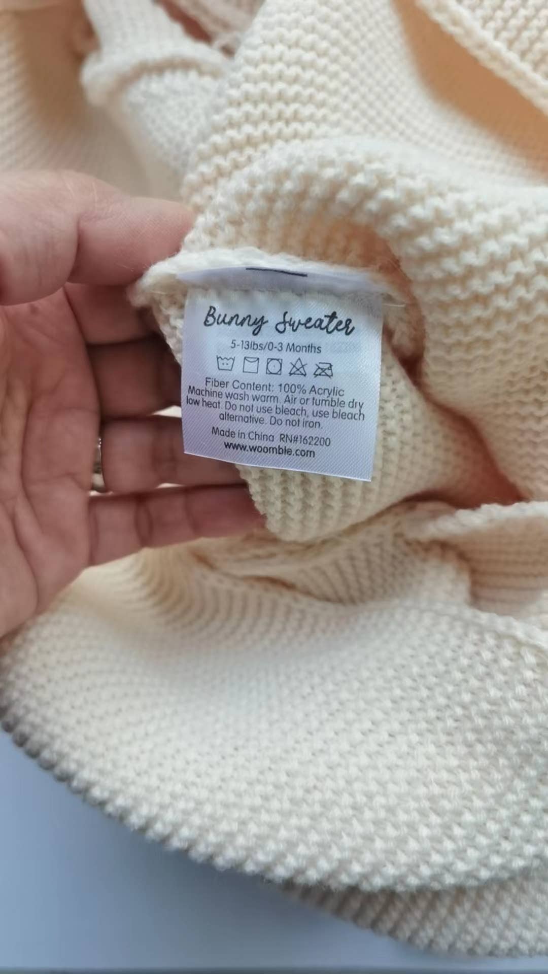 Woombie Bunny Sweaters, 0-3 Months