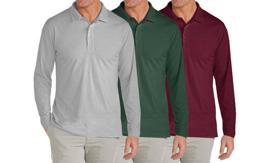 Men's Long Sleeve Pique Polo Shirts