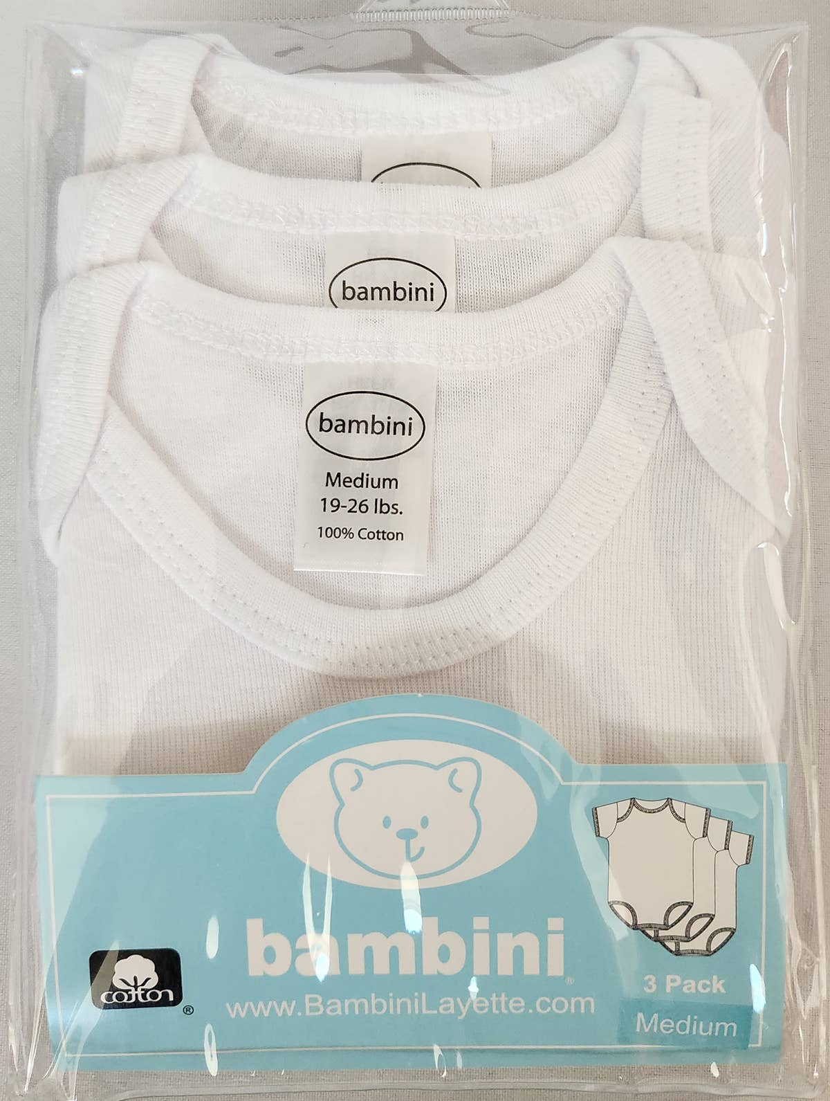 Bambini White Short Sleeve One Piece 3 Pack
